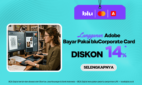 Diskon 14% Langganan Adobe Bayar Pakai bluCorporate Card