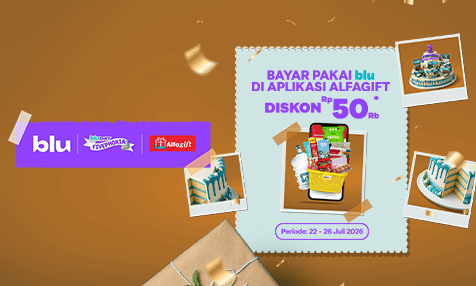 Diskon Rp 50 Ribu Belanja di Alfagift Bayar Pakai blu