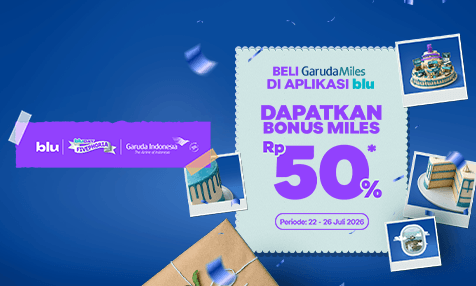 Dapatkan Bonus Miles 50% dengan Beli GarudaMiles di Aplikasi blu