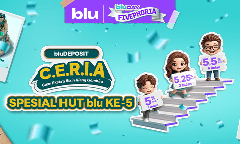 Promo bluDeposit C.E.R.I.A Spesial bluDay FIVEPHORIA, Dapatkan Suku Bunga hingga Setara 5,5% p.a.