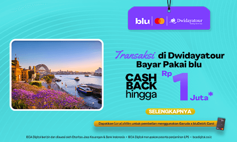 Transaksi di Dwidayatour Bayar Pakai blu, Cashback hingga Rp 1 Juta