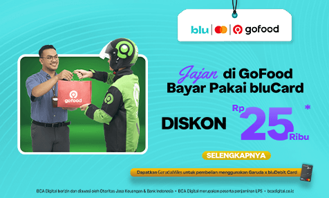 Diskon Rp 25 Ribu Jajan di GoFood Bayar Pakai bluCard