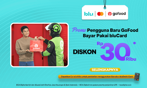Diskon Rp 30 Ribu Jajan Pertama Kali di GoFood Bayar Pakai bluCard