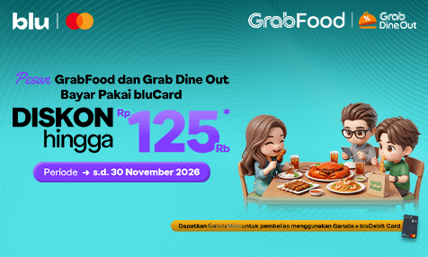 Diskon hingga Rp 125 Ribu Pesan GrabFood dan Grab Dine Out Bayar Pakai bluCard