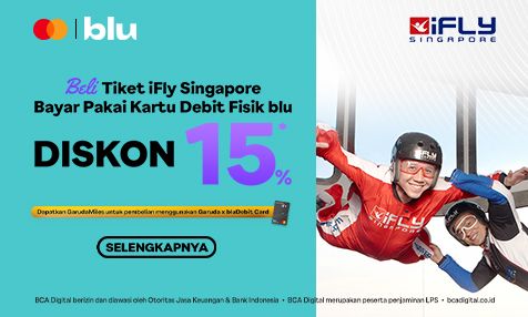 Beli Tiket iFly Singapore Bayar Pakai Kartu Debit Fisik blu Diskon 15*