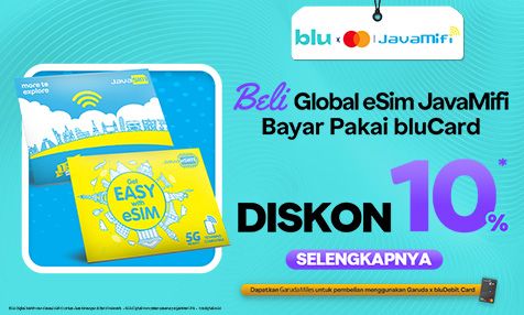 Diskon 10% Beli Global eSim JavaMifi Bayar Pakai bluCard