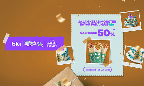 Cashback 50% Beli Kebab Monster Bayar Pakai QRIS blu