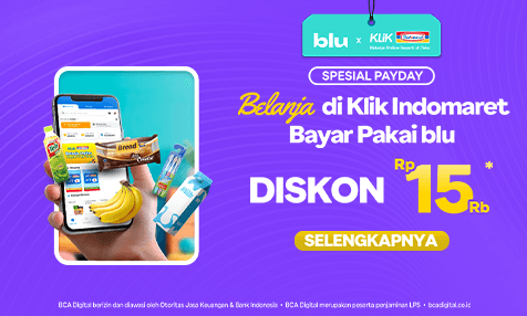 Diskon Rp 15 Ribu Belanja di Klik Indomaret Bayar Pakai blu