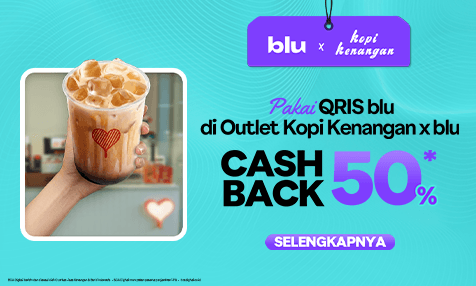 Cashback 50% Bayar Pakai QRIS blu di Outlet Kopi Kenangan x blu