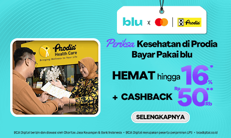 Hemat hingga 16% + Cashback Rp 50 Ribu Transaksi di Prodia Bayar Pakai blu
