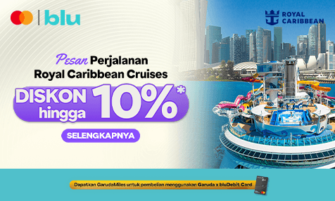 Diskon hingga 10% Pesan Perjalanan Royal Caribbean Cruises Bayar Pakai bluCard