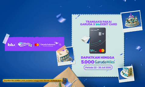 Dapatkan hingga 5.000 GarudaMiles dengan Transaksi Pakai Garuda x bluDebit Card