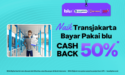 Cashback 50% Naik Transjakarta Bayar Pakai blu
