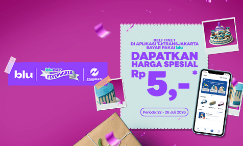 Hanya Rp 5,- Beli Tiket di Aplikasi TJ:Transjakarta Bayar Pakai blu