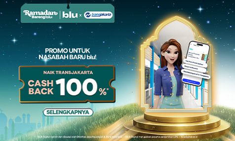 Promo untuk Nasabah Baru blu, Naik Transjakarta Cashback 100%