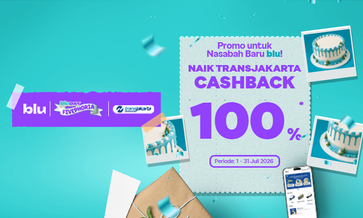 Promo untuk Nasabah Baru blu, Naik Transjakarta Cashback 100%