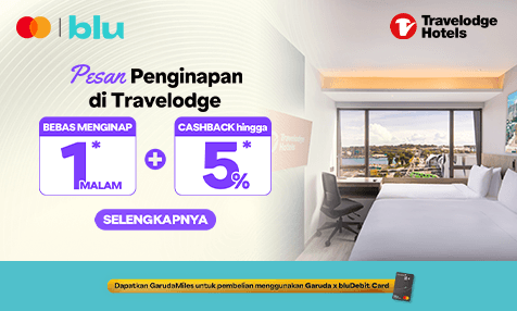 Promo di Travelodge, Dapatkan Promo Bebas Menginap 1 Malam + Cashback hingga 5%