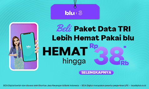 Beli Paket Data TRI Lebih Hemat Pakai blu, Hemat hingga Rp 38 Ribu
