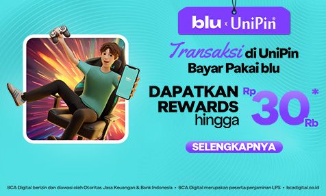 Transaksi di UniPin Bayar Pakai blu, Dapatkan Rewards hingga Rp 30 Ribu
