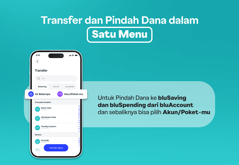 Transfer dan Pindah Dana dalam Satu Menu